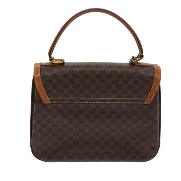 CELINE Macadam Canvas Hand Bag PVC Leather 2way Brown Gold Auth 86265 - Picture 2 of 16